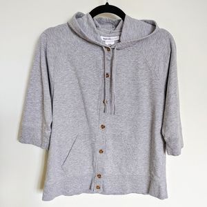 Button-Up Sweatshirt 3/4 Sleeve Size M